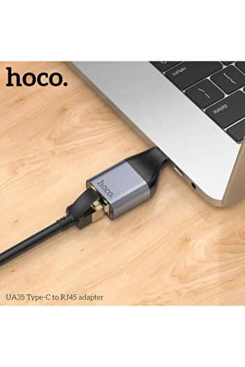 REDz Accessories Ethernet OTG adapter, Type-C to RJ45, Hoco UA35, 100Mbps, Black