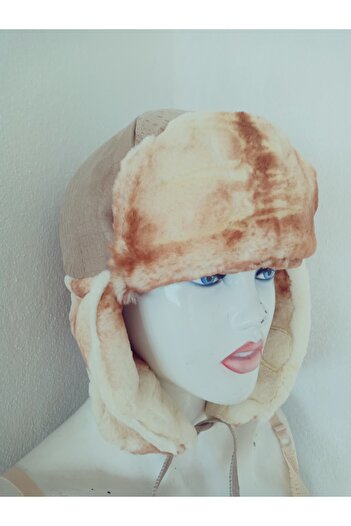 hoaryage Special Design Genuine Wolf Fur Bork Kalpak Hat, Natural Mink Hat, Usanka Russian Kalpak