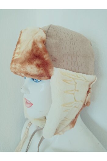 hoaryage Special Design Genuine Wolf Fur Bork Kalpak Hat, Natural Mink Hat, Usanka Russian Kalpak