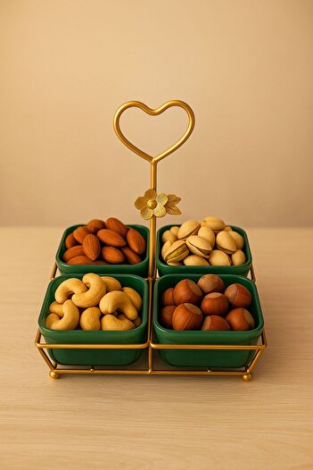ALMASA Green quadruple nuts and sweets carrier
