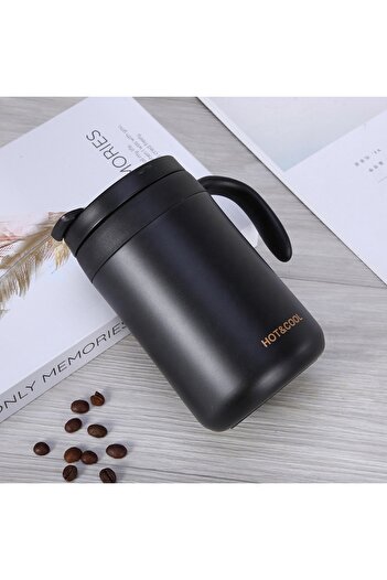 NOVUM Premium 500ml Double-Walled Coffee Mug – 2-in-1 Leakproof Lid for Hot & Cold Drinks – Thermal Cup
