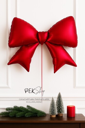 PEKSHOP Red Big Bow Foil Balloon Christmas Bow Balloon