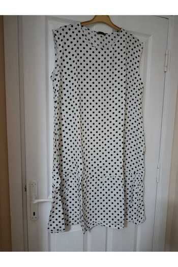 anne moda ankara Polka Dot Sleeveless, 95% Viscose, Lycra, A-Line Stylish Dress