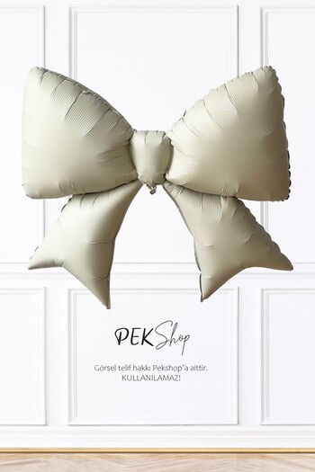 PEKSHOP Cream Big Bow Foil Balloon Bow Shaped Balloon