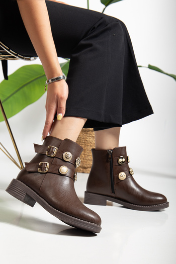 alolart Women's Boots with Two Buckles and Stylish Attractive Patterns A33