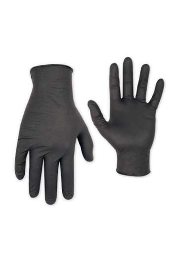 LYOBEST Set of 100 black nitrile protective gloves, disposable, powder-free, size S