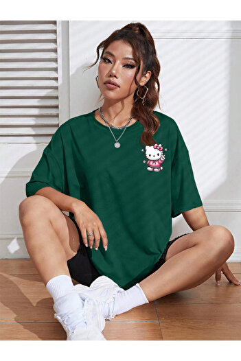 COHERENT Unisex Men/Women Hello Kity Custom Printed Oversize Cotton T-Shirt