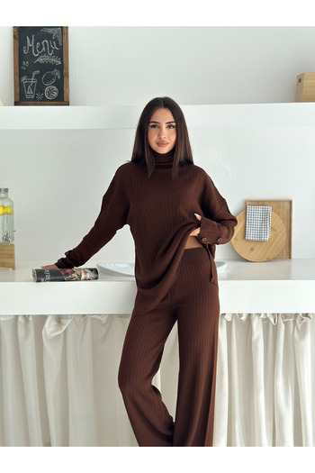02Lady Fashion Σετ πλεκτό με λεπτομέρεια με κουμπιά και ζιβάγκο