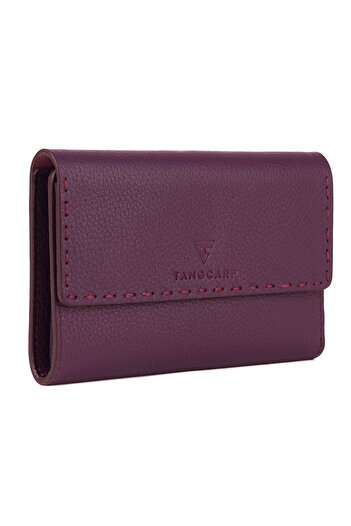 TANGCARF Noa Women's Wallet Genuine Leather Magnetic Zipper Wallet Card Holder Purple