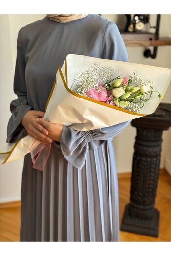 Navra Pleated Skirt + Blouse Set 5076 Smoked