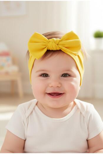 Babygiz Baby Girl Children's Bow-Tie Hairband, 100% Cotton Combed Cotton, Non-Slip, Ultra Flexible Soft Headband