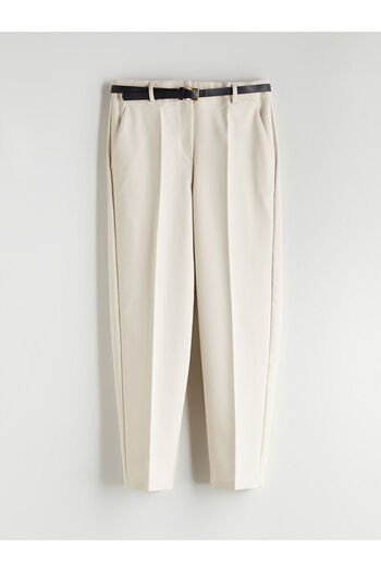 LC Waikiki Beige Women's Trousers with Waist Belt