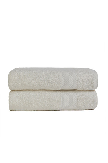 TEOHOMELİNENS 2 Pcs 50X90 Cm. Quality Hand and Hair Towel, Made from 100% Cotton Karde Yarn, 440 Gsm - Cream