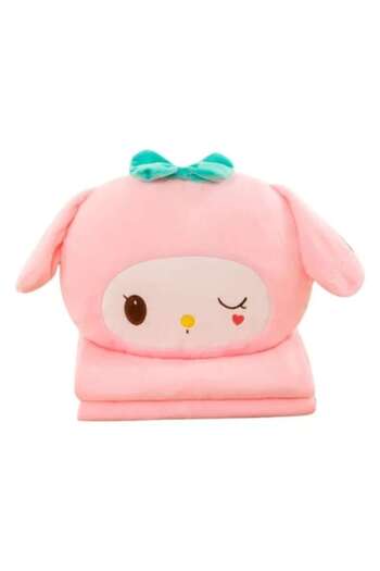 OEM Set plush toy and blanket, Kuromi from Hello Kitty Sanrio series, pink