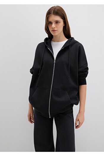 Mavi Hooded Zip-Up Oversized Sweatshirt