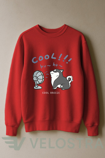 Velostra Unisex Cool Dog Printed 3 Thread Inside Ribbed Crew Neck Sweatshirt