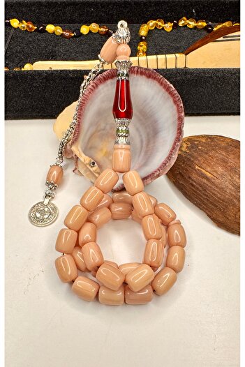 İskenderun Tesbihcilik Handcrafted Nakkaş İmame Squeeze Amber Prayer Beads