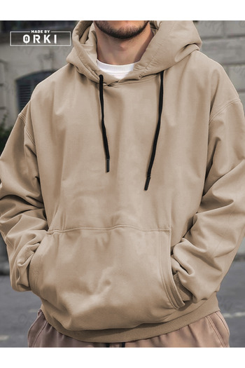 EFFRENATU Beige Oversize Hooded Sweatshirt Hoodie