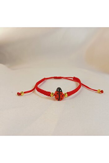 Crystal Atelier Animal Figured Bracelet - Ladybug Bracelet - Handmade Adjustable Macrame Lucky Bracelet