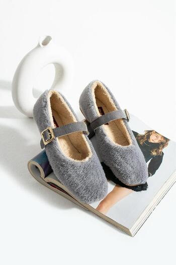 SWORD Winter Woolen Casual Ballerinas |   Shoes with Pearl and Seal Accessories |   Home Office Outdoor Women's Ballet Flats