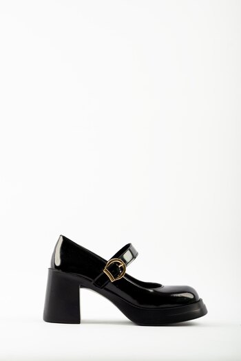 selinshoes Lorien Gold аксесоари и регулируема катарама Детайлни дамски обувки - BLACK RUGAN
