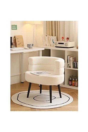 Crestj White upholstered bouclé chair