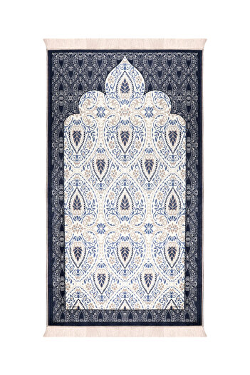 Bursa İpek Navy Blue Sponge Velvet Prayer Rug