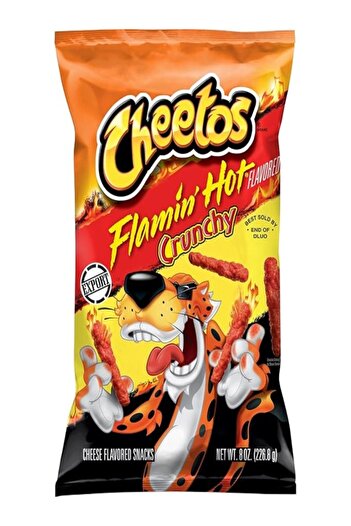 Cheetos Crunchy Flaming Hot Cheese Flavored Snack, Made with Real Cheese, 8 OZ (227g) - Export