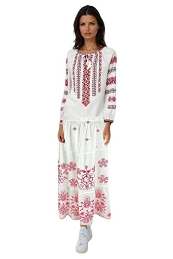 rody's forever Women's skirt 24F white/burgundy red, size 2XL