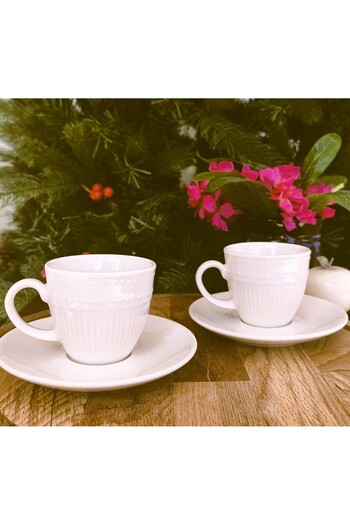 Madame Coco Soleil 2-Person Coffee Cup Set - White - 90 ml