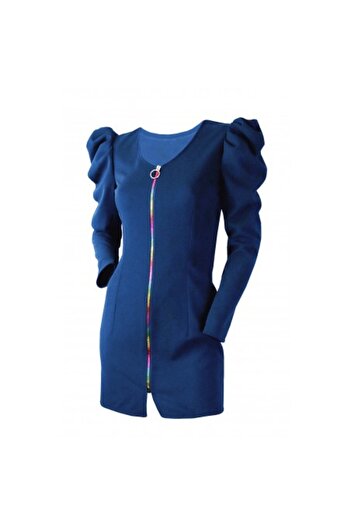 Atelier Anca Socolovschi Rochie scurtă albastră cu fermoar multicolor