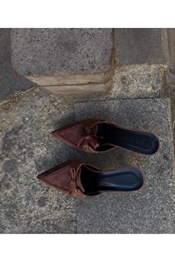 Eataly Shoes Pointed Toe Light Brown Suede Lace-Up Heeled Shoes