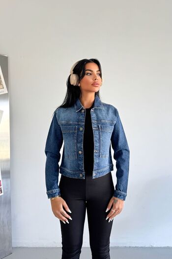 HLT JEANS Kadın Açık Mavi Jean Denim Regular Kalıp Cepli Düğmeli Kot Ceket DİANA-5001