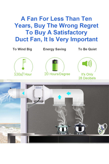 glanfen 150 mm - 6 inch Diameter In Line Bathroom Extractor Fan with Run On Timer Loft Mounted Inline