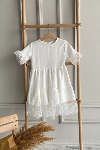 Parla Kids Girl's White Lace Detail Dress