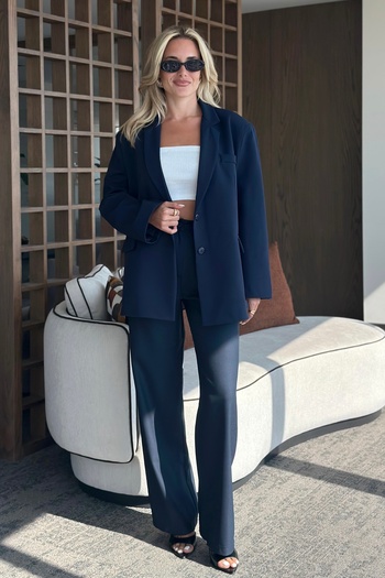 Laluvia Dark Navy Idole Belted Trousers - 3510