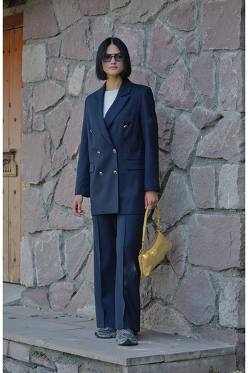 Fatma Atasoy Μπουφάν Gabardine Navy Blue Dad