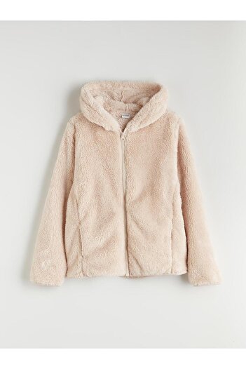 LC Waikiki Hooded Plush Girls' Zippered Sweatshirt (W5)