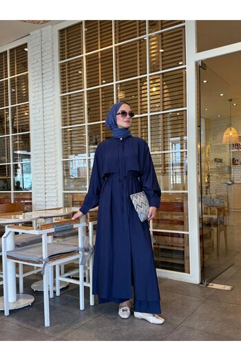 NS Moda Tesettür Ayça Set Navy Blue-Model 543
