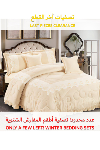 Generic طقم لحاف فرو شتوي دافئ ومريح، 6 قطع، مقاس 220 × 240 سم، طقم فراش مزهر متعدد الألوان