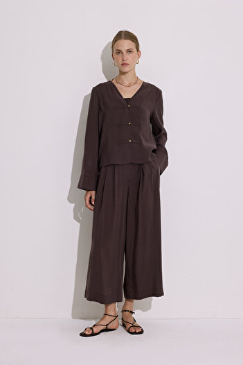 Manuka Modal Wide Sleeve Blouse Bitter Brown