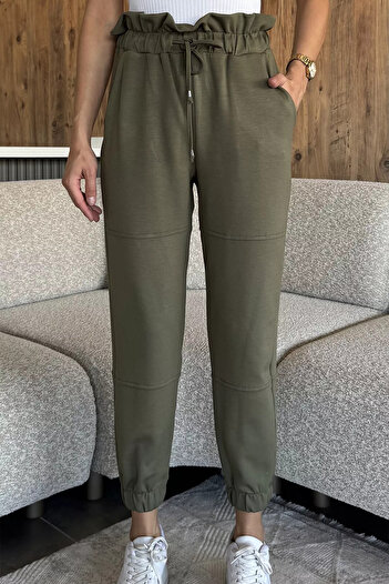 julude Khaki Jogger Sweatpants with Elastic Waist and Cuffs