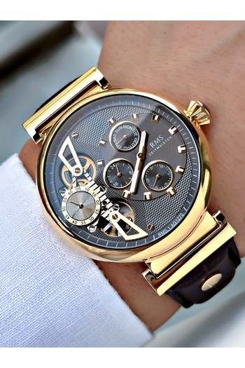 Romanson Automatic Mechanism 5 Atm Water Resistant Leather Cord Steel Case Men's Wristwatch 1270