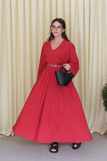 Ceylan Otantik Red Organic Linen Balloon Skirt