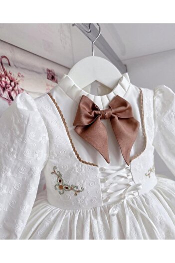 sunshine boutique15 New Victorian White Dress with Brown Lace Edge