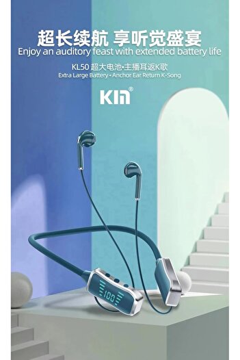 Generic Wireless Neckband Earphones with Digital Display, Bluetooth In-Ear Headphones, Black and Silver