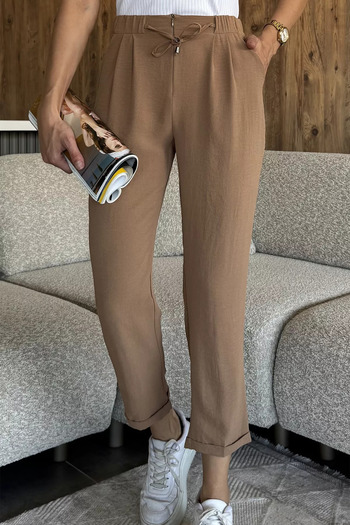 julude Biscuit Waist Elasticated Lace-Up Trousers