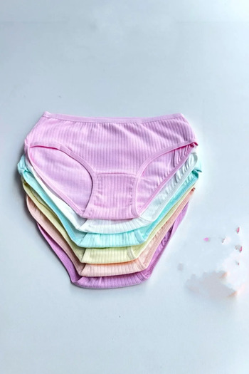 QULAT 6-Piece Corded Pastel Color Girls' Underwear Set 6-Piece (100 Rubber Buckle Gifts Included)