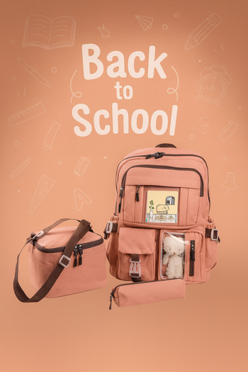 Bagacar Korean Style Teddy Bear School and Daily Use 3-Piece Bag Set