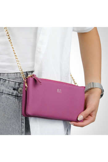 MFT Leather Design Genuine Leather Women's Wallet Bag |   Almeda 5463 Flother Mat Pink